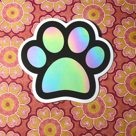PAWS Retro Vintage Groovy Metallic Holographic AESTHETIC Single Sticker - Picture 1 of 3